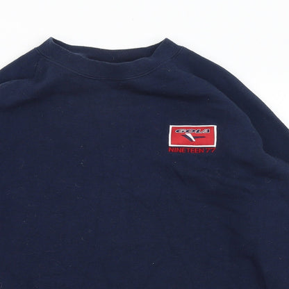Close-up detail of Gola boys’ blue polyester pullover sweatshirt, size 11-12, years pullover