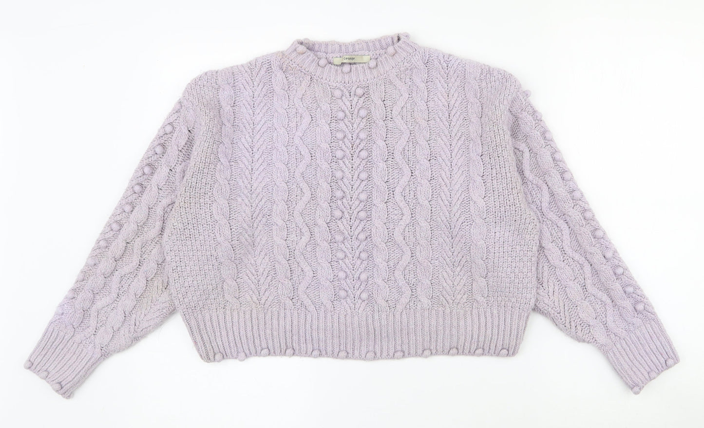 George Womens Pink Crew Neck  Acrylic Pullover Jumper Size 12   - 12-14