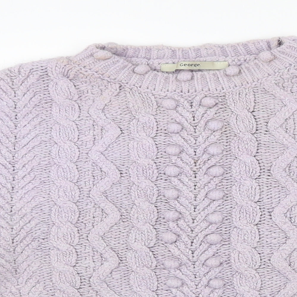 George Womens Pink Crew Neck  Acrylic Pullover Jumper Size 12   - 12-14