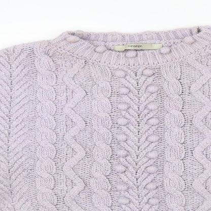 George Womens Pink Crew Neck  Acrylic Pullover Jumper Size 12   - 12-14