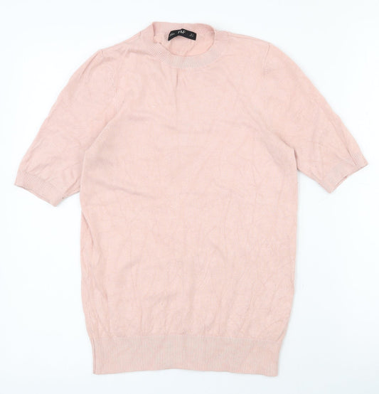 F&F Womens Pink  Viscose Basic T-Shirt Size 6 Crew Neck