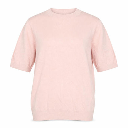 Front view of F&F women’s pink viscose basic t-shirt, size UK 6, crew neck