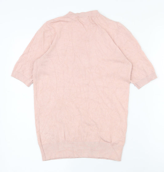 F&F Womens Pink  Viscose Basic T-Shirt Size 6 Crew Neck