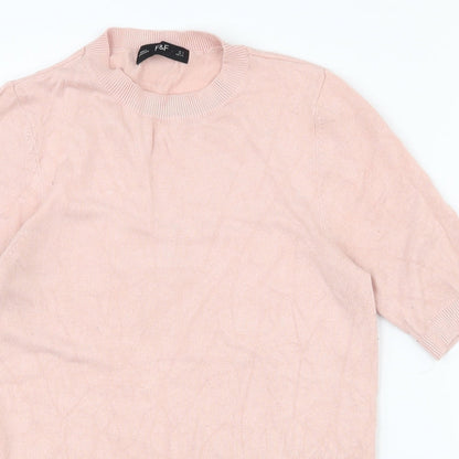 F&F Womens Pink  Viscose Basic T-Shirt Size 6 Crew Neck