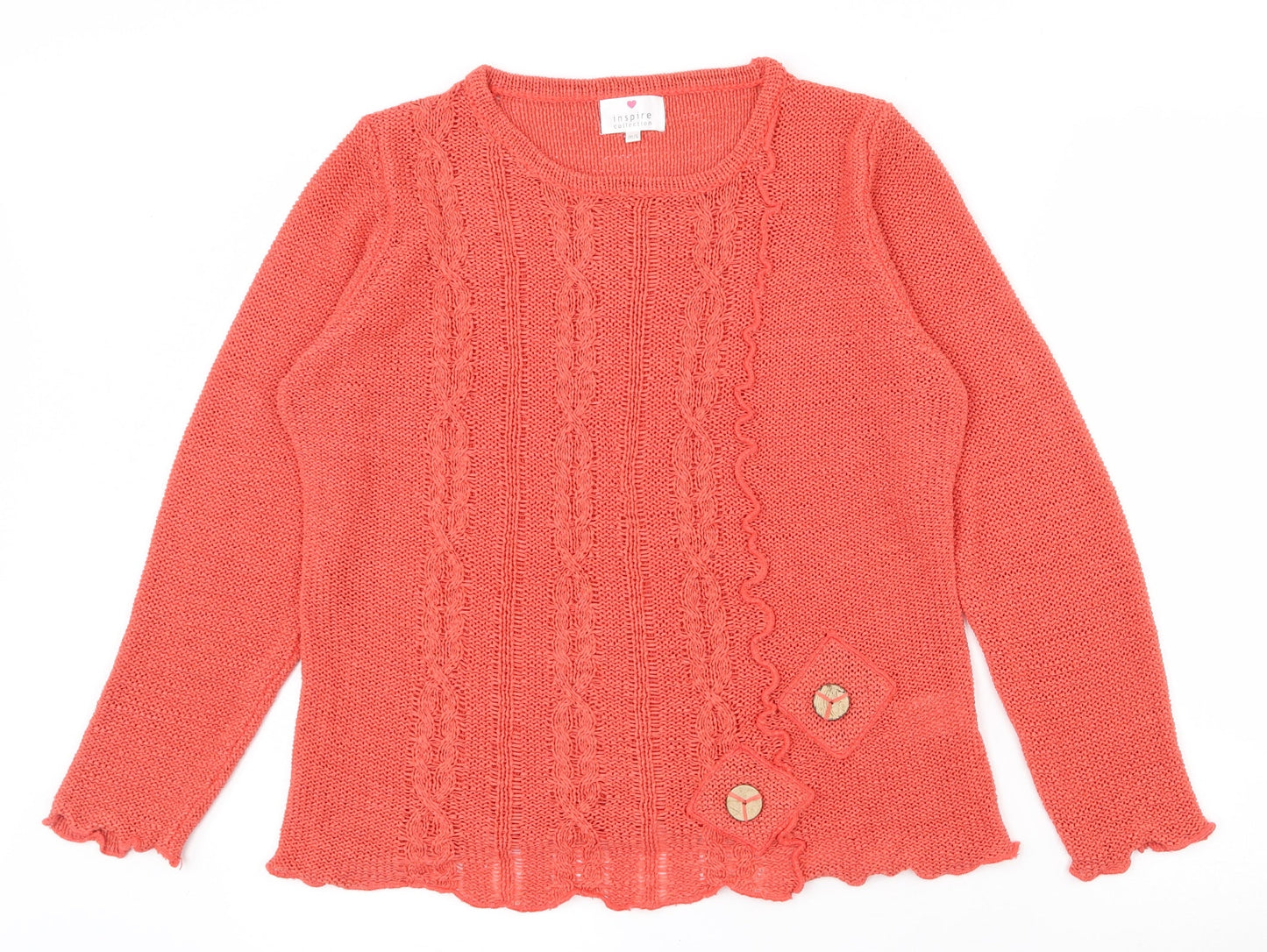 Inspire Collection Womens Pink Round Neck  Acrylic Pullover Jumper Size 12   - 12-14