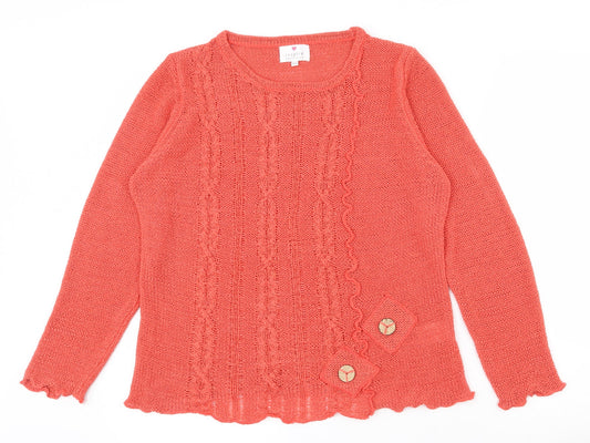 Inspire Collection Womens Pink Round Neck  Acrylic Pullover Jumper Size 12   - 12-14