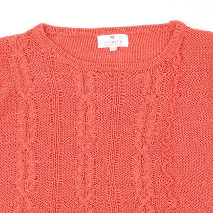 Inspire Collection Womens Pink Round Neck  Acrylic Pullover Jumper Size 12   - 12-14