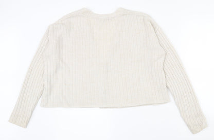 Primark Womens Beige V-Neck  Acrylic Cardigan Jumper Size 8   - 6-8