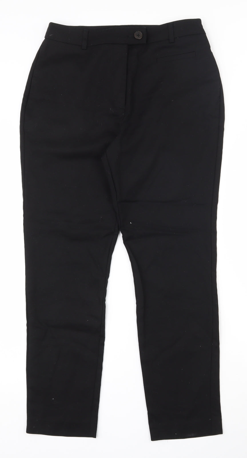 Warehouse Womens Black  Cotton Capri Trousers Size 10 L26 in Regular Zip