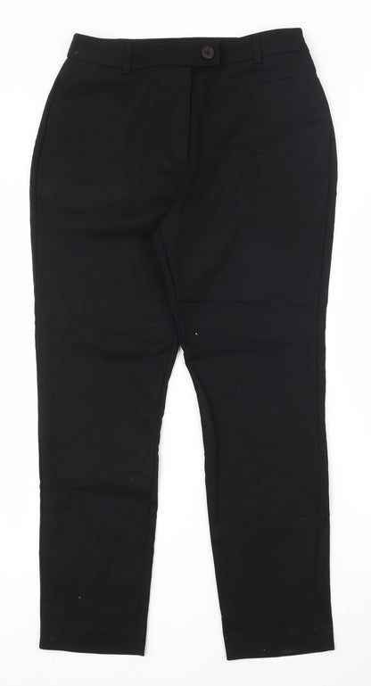 Warehouse Womens Black  Cotton Capri Trousers Size 10 L26 in Regular Zip