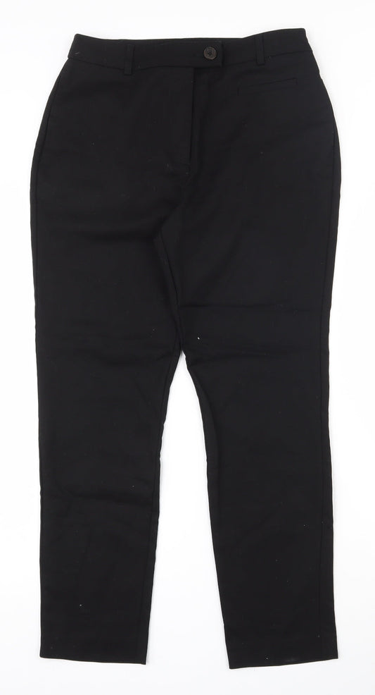 Warehouse Womens Black  Cotton Capri Trousers Size 10 L26 in Regular Zip