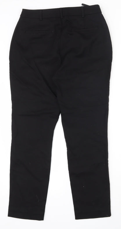 Warehouse Womens Black  Cotton Capri Trousers Size 10 L26 in Regular Zip