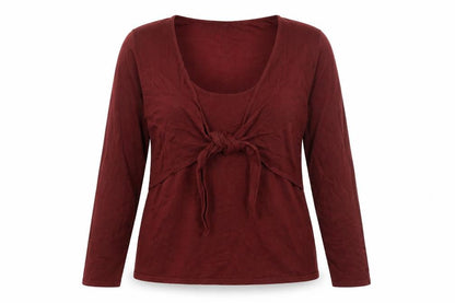 Front view of Shu Shu women’s brown scoop neck rayon jumper, size XL