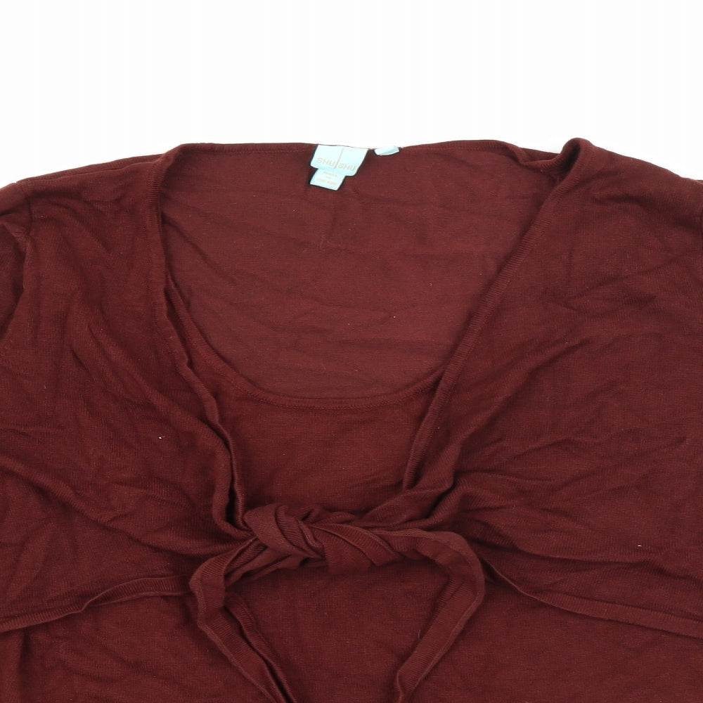 Shu Shu Womens Brown Scoop Neck  Rayon Pullover Jumper Size XL