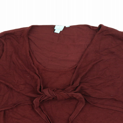 Shu Shu Womens Brown Scoop Neck  Rayon Pullover Jumper Size XL