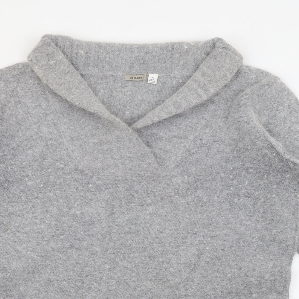 Coercion Womens Grey Roll Neck  Nylon Pullover Jumper Size XL