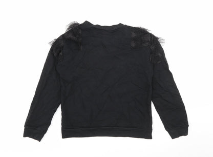 TU Girls Black  Cotton Pullover Sweatshirt Size 12 Years   - Star