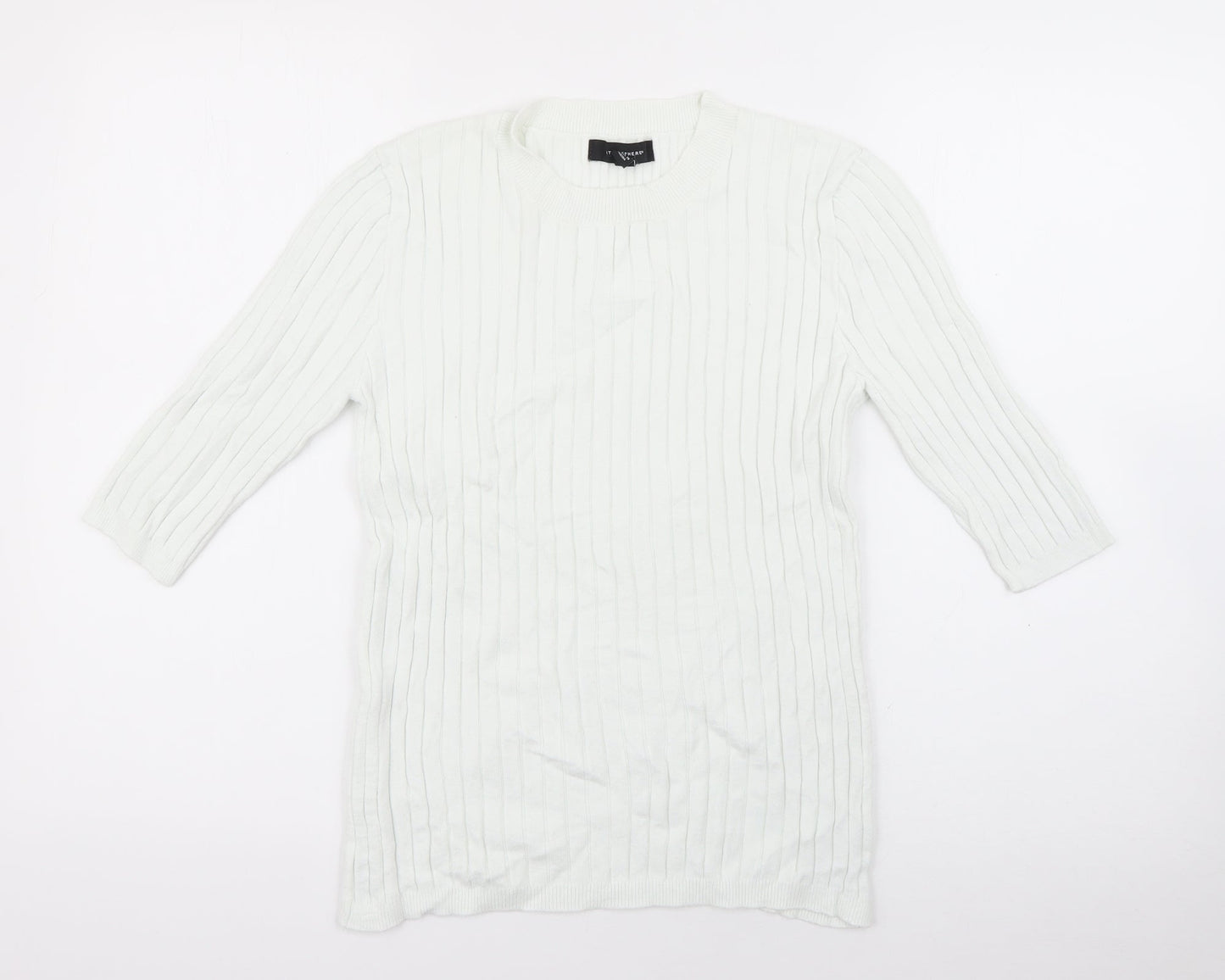 Primark Womens White Crew Neck  Acrylic Pullover Jumper Size 14