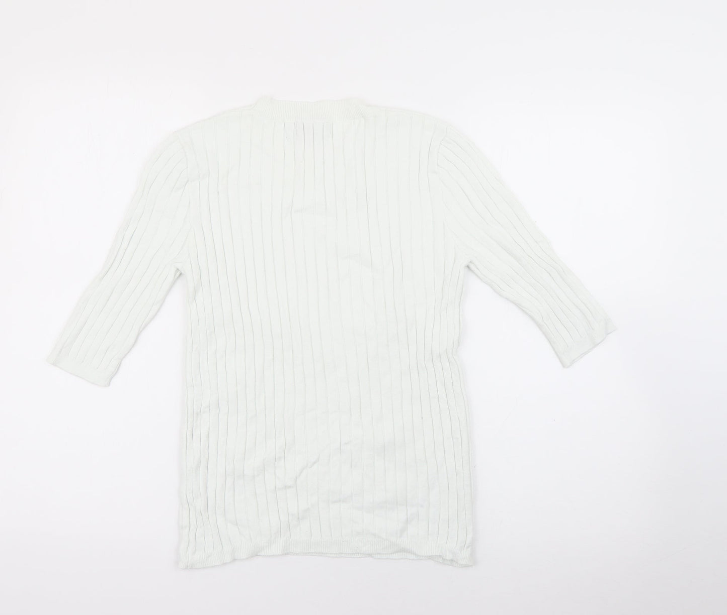 Primark Womens White Crew Neck  Acrylic Pullover Jumper Size 14
