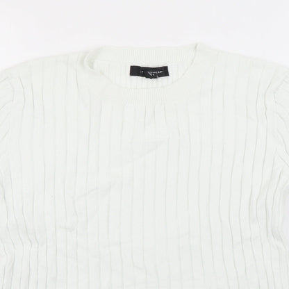 Primark Womens White Crew Neck  Acrylic Pullover Jumper Size 14