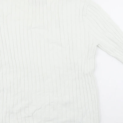 Primark Womens White Crew Neck  Acrylic Pullover Jumper Size 14