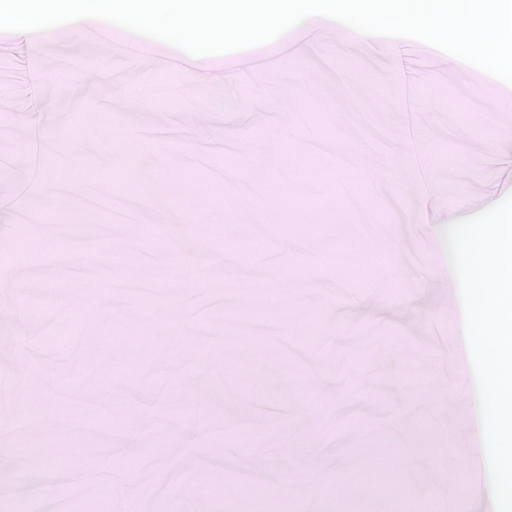 Gap Girls Purple  Cotton Basic T-Shirt Size 3 Years Crew Neck  - Cat