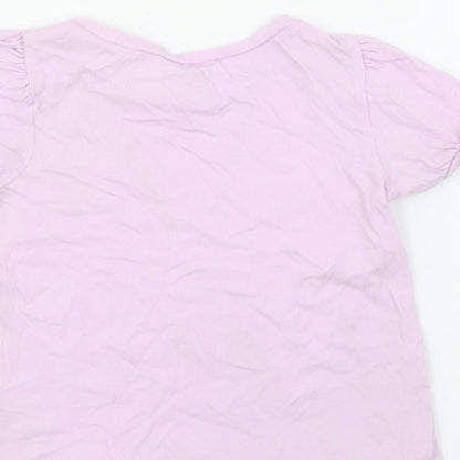 Gap Girls Purple  Cotton Basic T-Shirt Size 3 Years Crew Neck  - Cat