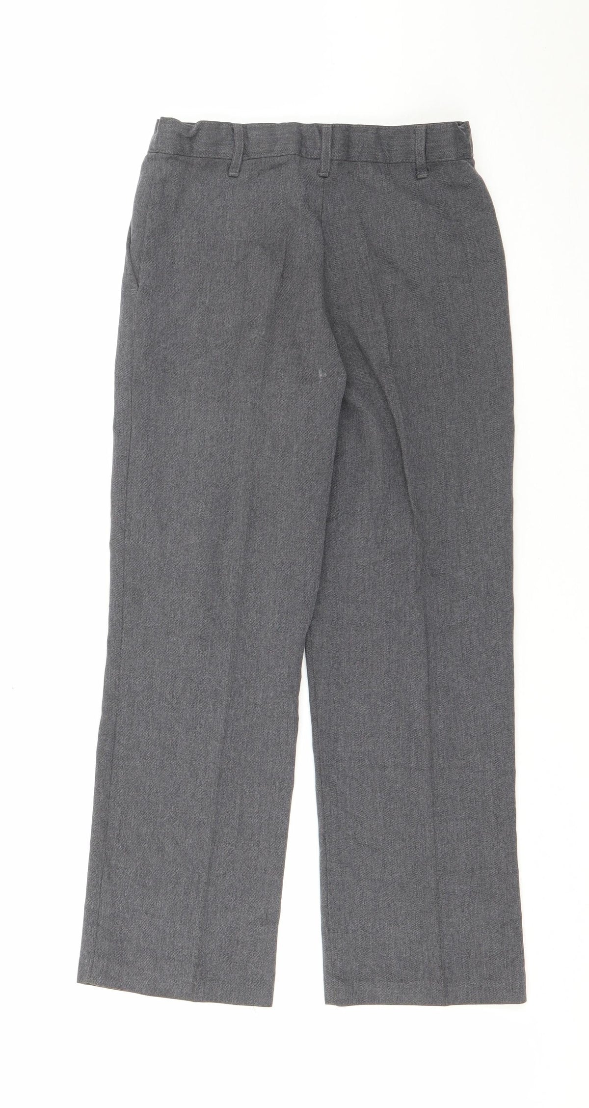 Back view of George boys’ grey polyester cropped trousers, size 8-9, years regular zip