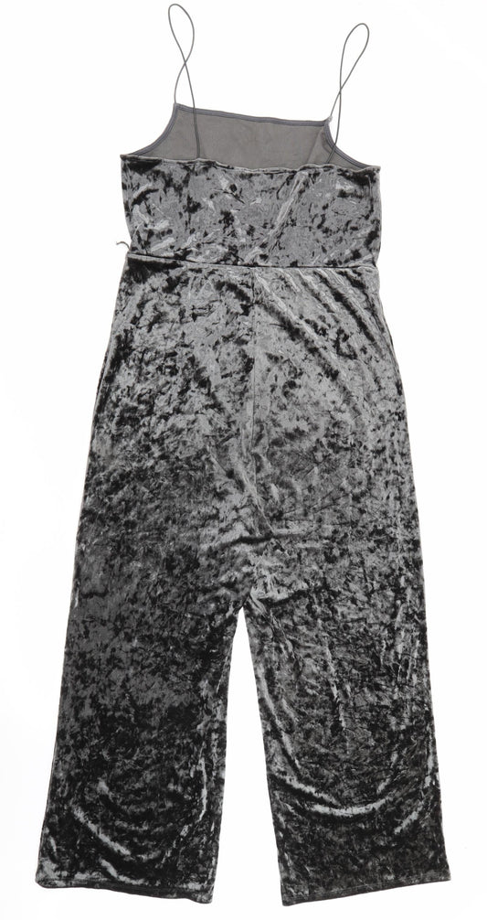 Topshop Womens Grey  Polyester Jumpsuit One-Piece Size 12 L25 in