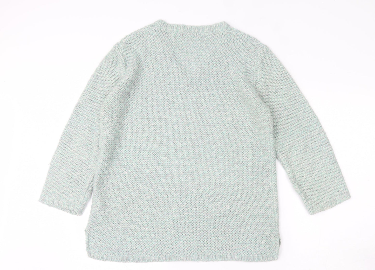 F&F Womens Green V-Neck  Acrylic Pullover Jumper Size 12