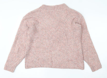 TU Womens Pink V-Neck  Acrylic Pullover Jumper Size S