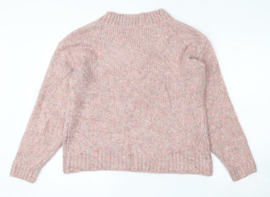 TU Womens Pink V-Neck  Acrylic Pullover Jumper Size S