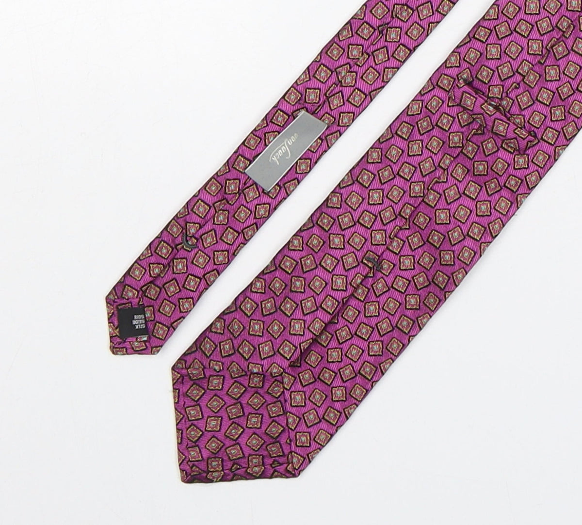 Back view of Van Laack men’s multicoloured geometric silk pointed tie one size