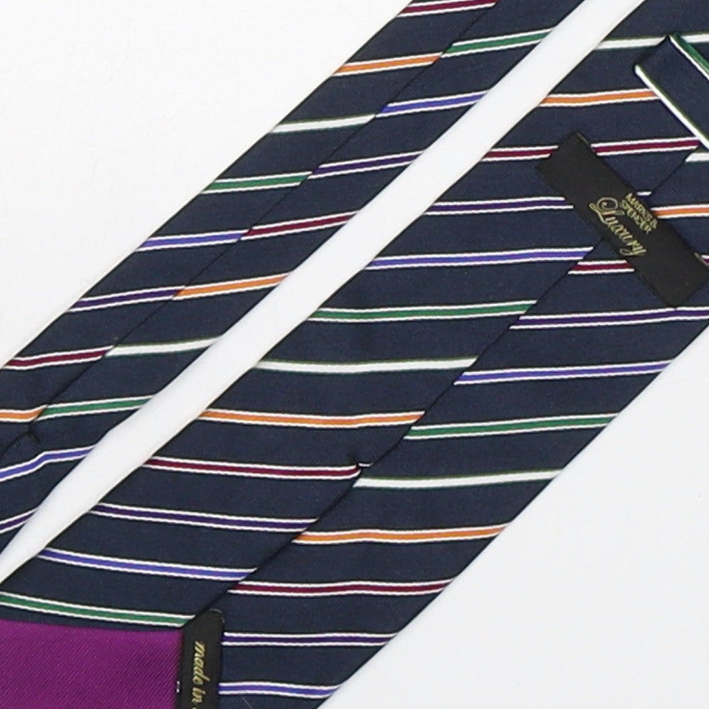 Marks and Spencer Mens Multicoloured Striped Silk Pointed Tie One Size