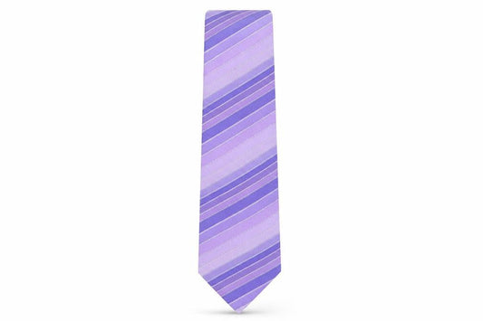 Front view of Michelsons of london men’s purple striped polyester pointed tie one size