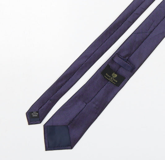 Scott & Taylor Mens Purple Geometric Polyester Pointed Tie One Size