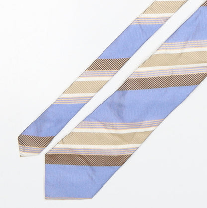 Allan Denim  Mens Multicoloured Striped Silk Pointed Tie One Size