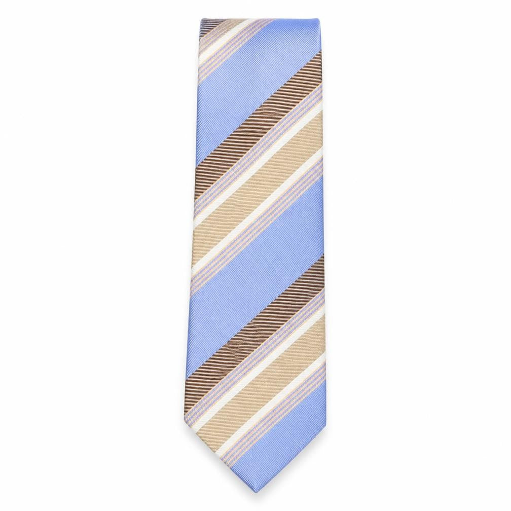 Front view of Allan Denim men’s multicoloured striped silk pointed tie one size
