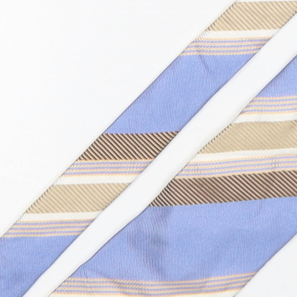 Allan Denim  Mens Multicoloured Striped Silk Pointed Tie One Size