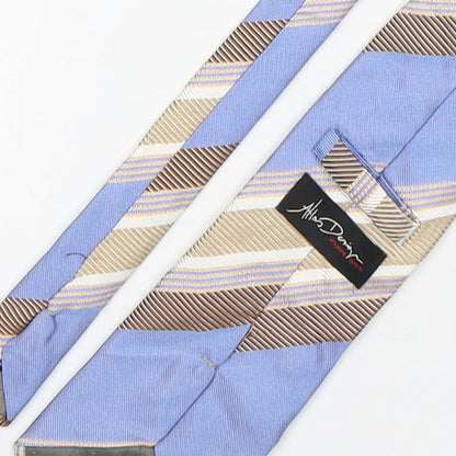 Allan Denim  Mens Multicoloured Striped Silk Pointed Tie One Size