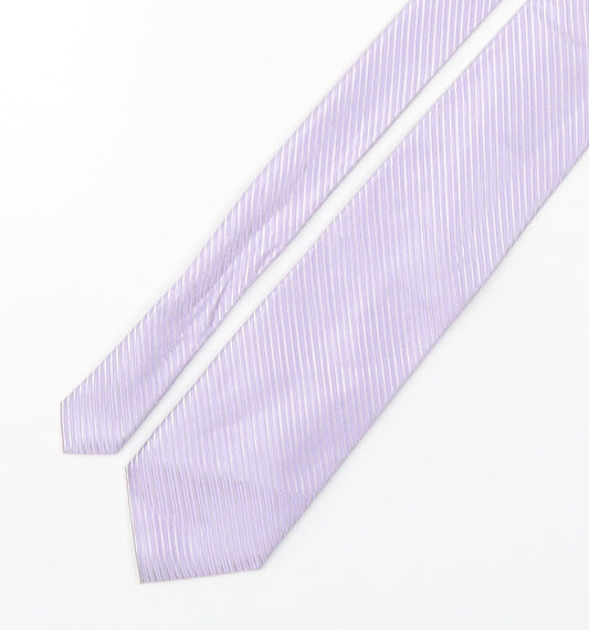 Tom English  Mens Purple Striped Silk Pointed Tie One Size