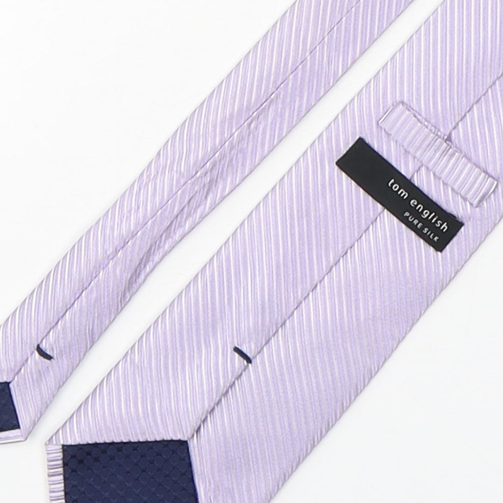 Tom English  Mens Purple Striped Silk Pointed Tie One Size