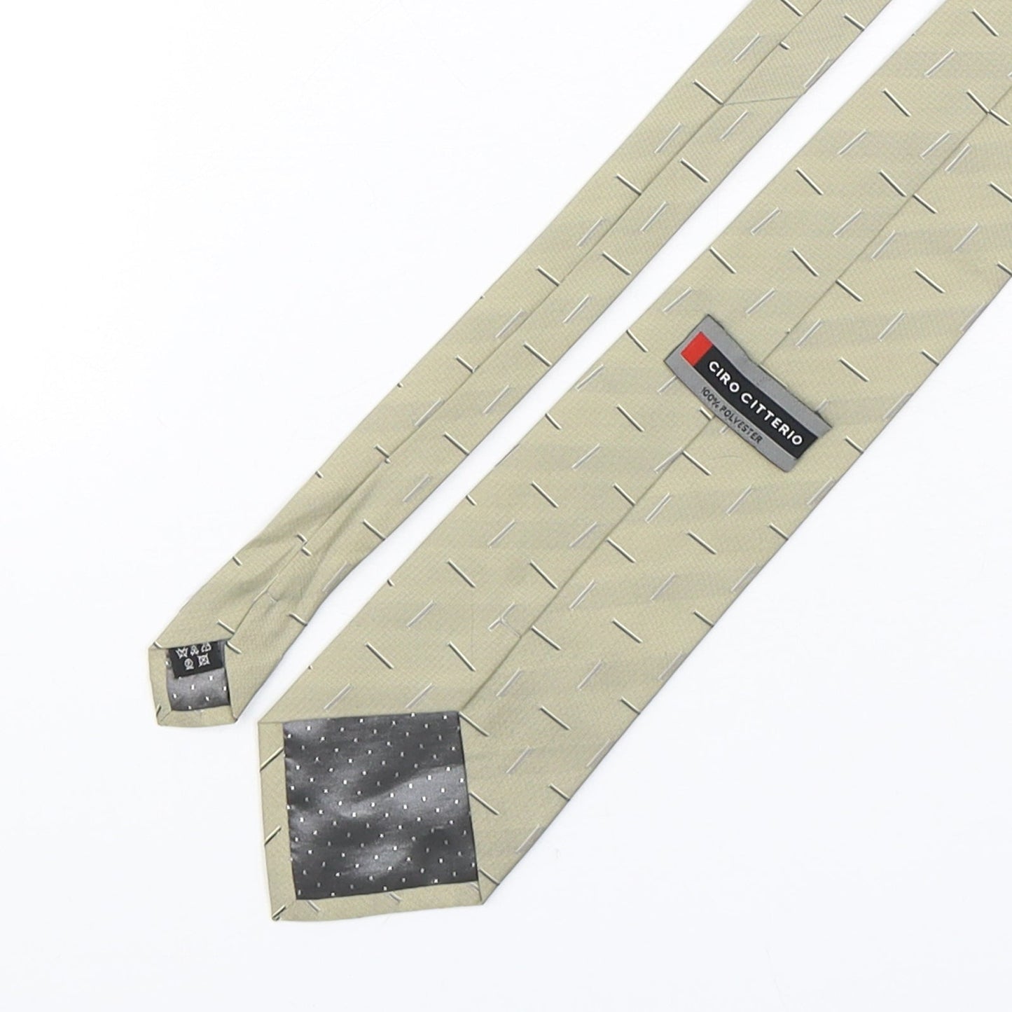 Mens Ciro Citterio Beige Geometric  Pointed Tie