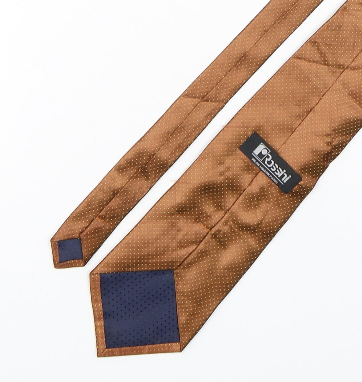 Back view of Rossini men’s bronze polka dot polyester pointed tie one size