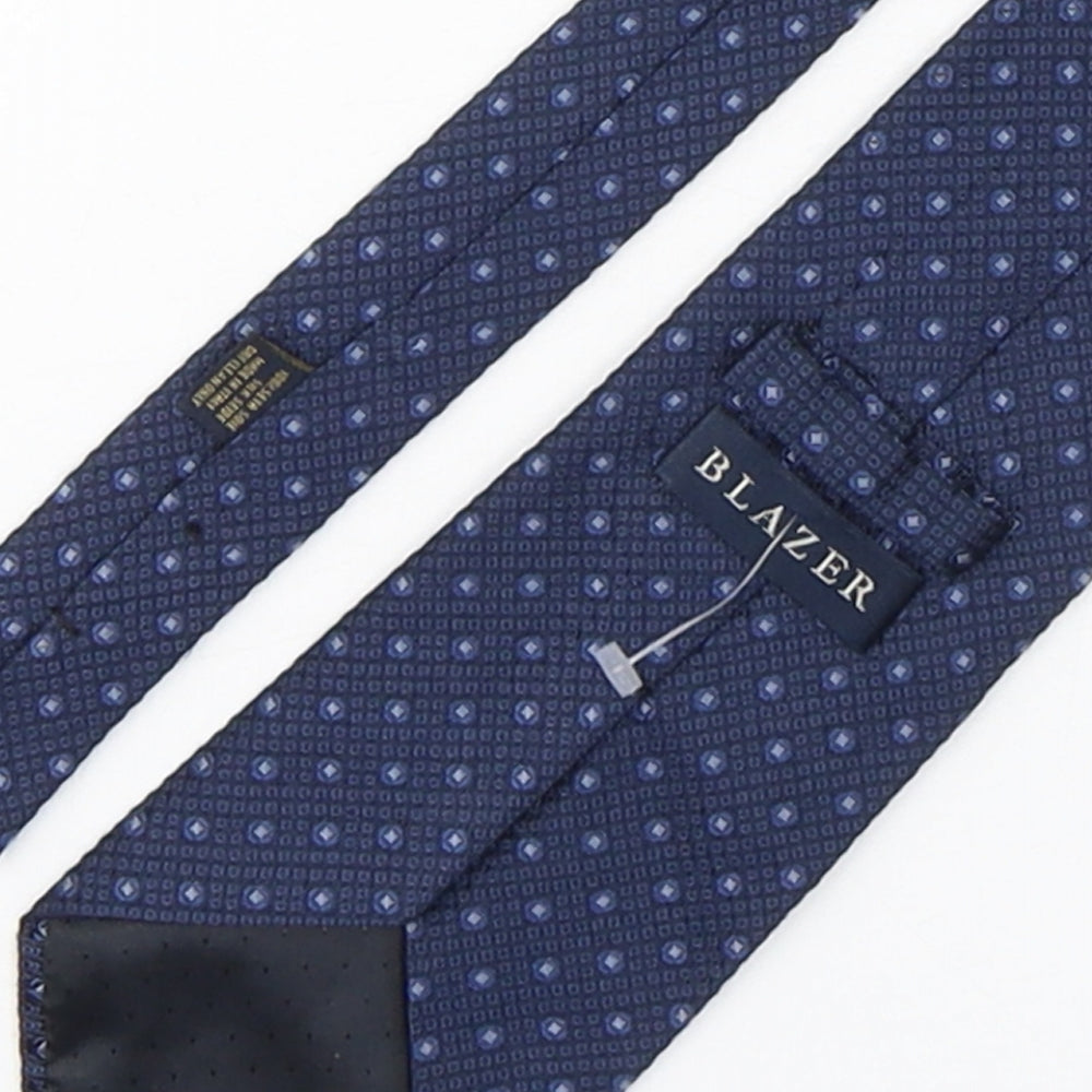 Mens Blazer Blue Geometric  Pointed Tie