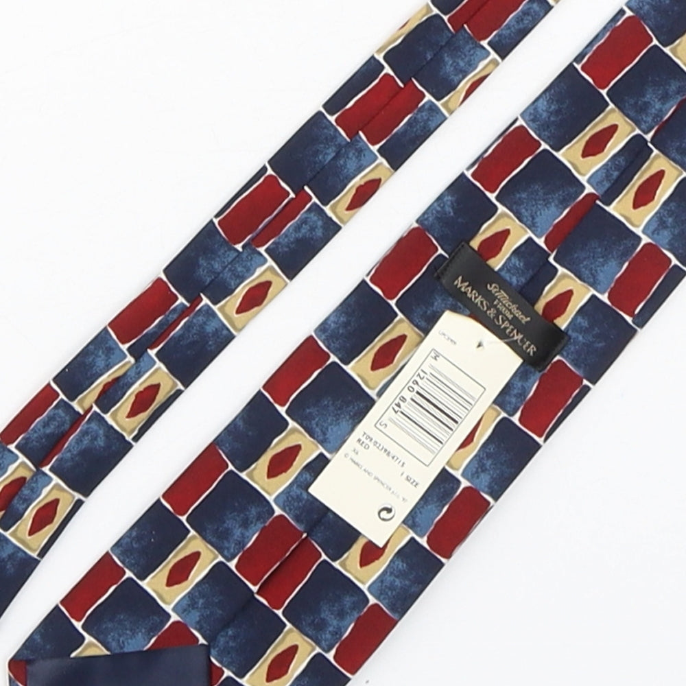Marks and Spencer Mens Multicoloured Geometric Polyester Pointed Tie One Size