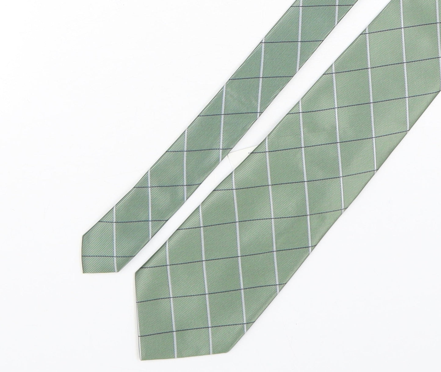 Simon Taylor  Mens Green Plaids & Checks Polyester Pointed Tie One Size
