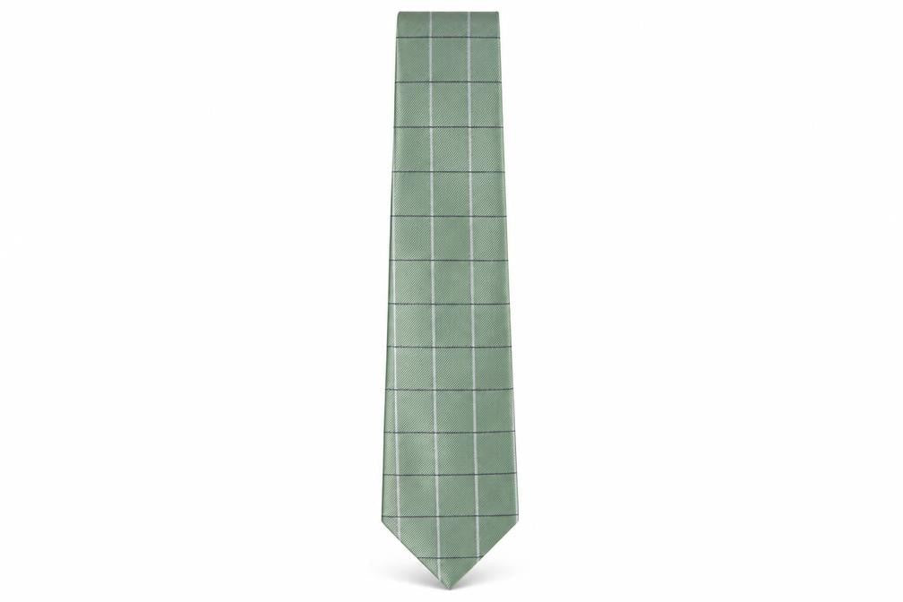 Mens Simon Taylor Green Plaids & Checks  Pointed Tie