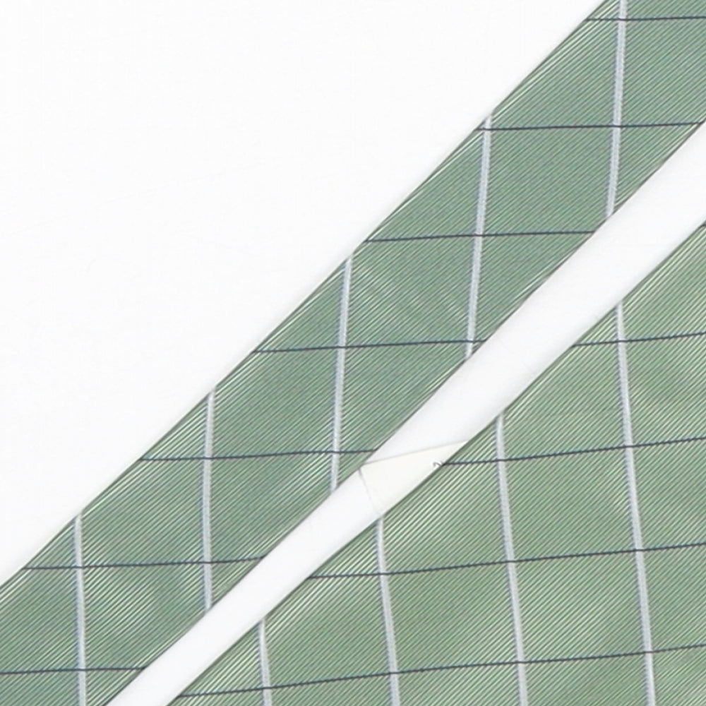 Simon Taylor  Mens Green Plaids & Checks Polyester Pointed Tie One Size