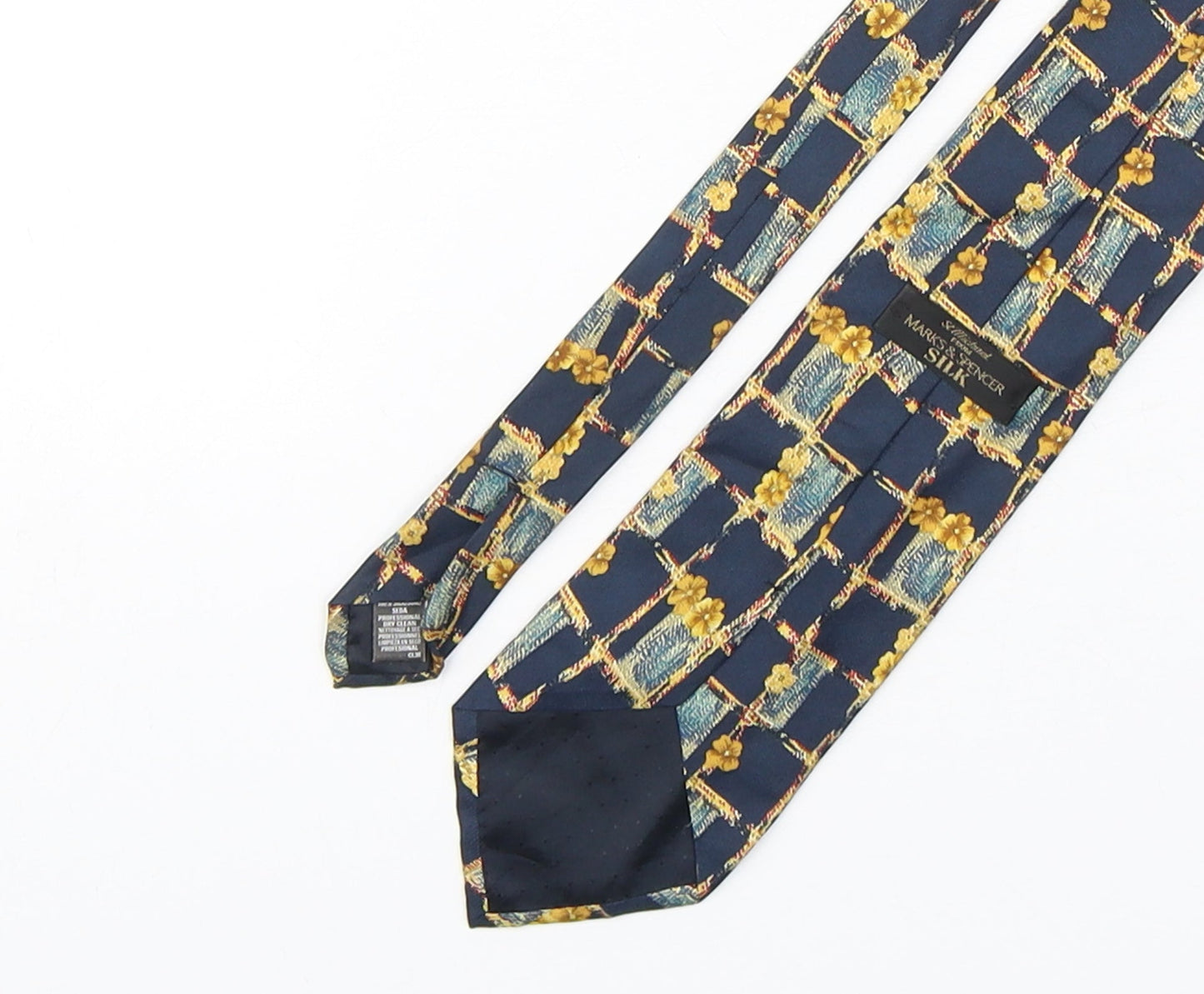 Marks and Spencer Mens Multicoloured Plaids & Checks Silk Pointed Tie One Size